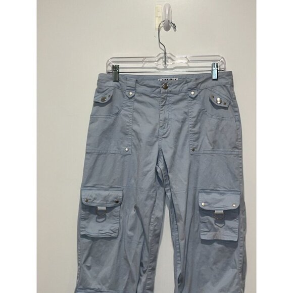 I AM GIA Light Blue Mid-Rise Cotton Pockets Utility Cargo Pants Women's Size M - Picture 2 of 9